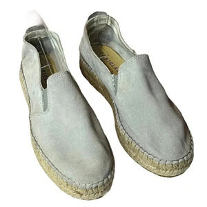 Fabiola‎ Espadrille Slip ons Leather Flats Size 39 US 8 Light Gray Made in Spain